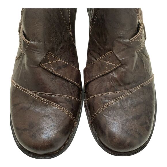 Clarks Brown Leather Shoes Womens 8.5 M Distressed Round Toe Cushioned Comfort - Picture 3 of 16